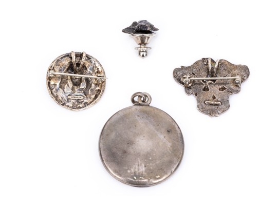 Collection Of Sterling Silver Art Nouveau Motif Jewelry Pieces