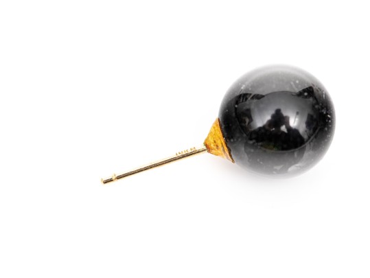 14k Yellow Gold Classic 8.25 Mm Black Onyx Ball Stud Earrings