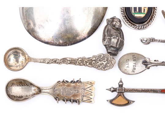 Collection Of Eclectic Sterling Coin, Silver Plate And Gold Filled Necklaces And Brooches