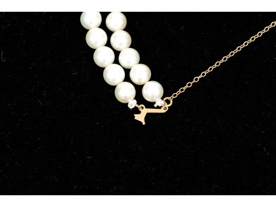 Lovely Double Strand Cultured 5.75 Mm Pearl Bracelet With An Amethyst Clasp