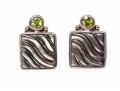 Sterling Silver Beautiful Carved Mother-of-pearl And Peridot Earrings