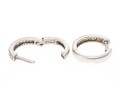 14k White Gold Round Diamond Set Hinged Hoop Earrings, App. 0.05 TCW