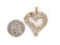 10k Yellow Gold Baguette And Round Diamond Set Open Heart Pendant, App. 0.24 TCW