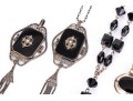 Collection Of Sterling Silver And Onyx Motif Jewelry Pieces
