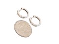 14k White Gold Round Diamond Set Hinged Hoop Earrings, App. 0.05 TCW