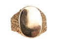 14k Yellow Gold Vintage Wide Hammered Motif Signet Ring, Size 10.25