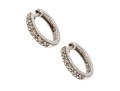 14k White Gold Round Diamond Set Hinged Hoop Earrings, App. 0.05 TCW