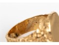 14k Yellow Gold Vintage Wide Hammered Motif Signet Ring, Size 10.25