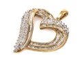 10k Yellow Gold Baguette And Round Diamond Set Open Heart Pendant, App. 0.24 TCW