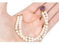 Lovely Double Strand Cultured 5.75 Mm Pearl Bracelet With An Amethyst Clasp