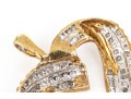 10k Yellow Gold Baguette And Round Diamond Set Open Heart Pendant, App. 0.24 TCW