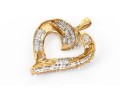 10k Yellow Gold Baguette And Round Diamond Set Open Heart Pendant, App. 0.24 TCW