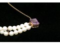 Lovely Double Strand Cultured 5.75 Mm Pearl Bracelet With An Amethyst Clasp