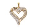 10k Yellow Gold Baguette And Round Diamond Set Open Heart Pendant, App. 0.24 TCW