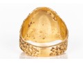 14k Yellow Gold Vintage Wide Hammered Motif Signet Ring, Size 10.25