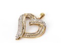 10k Yellow Gold Baguette And Round Diamond Set Open Heart Pendant, App. 0.24 TCW