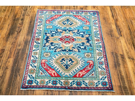 Hand Knotted Wool Pakistan Kazak, 4’ X 2'-10
