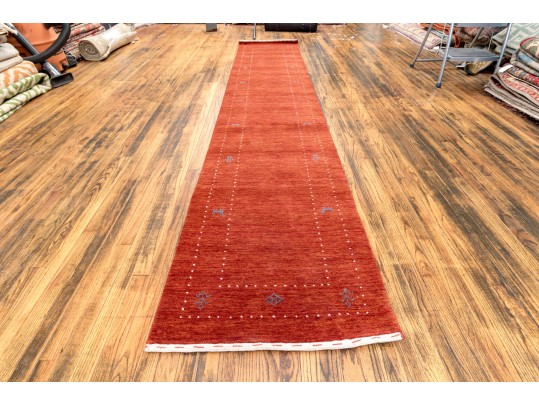Hand Woven Wool Gabbeh Lori Runner, 11'-10