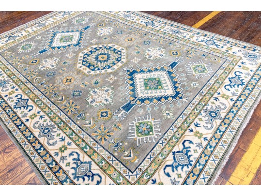 Hand Knotted Wool Kazak Room Size Carpet - 8' 4