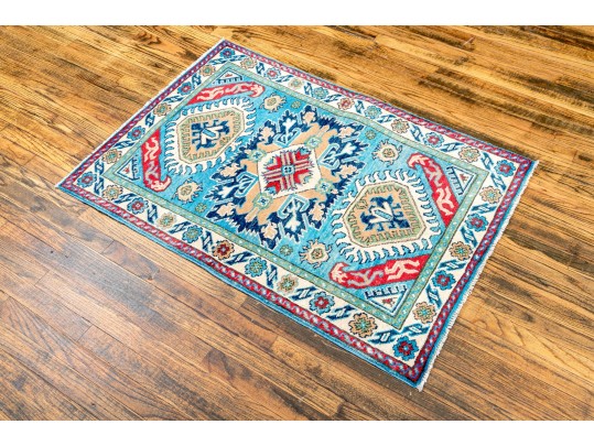Hand Knotted Wool Pakistan Kazak, 4’ X 2'-10