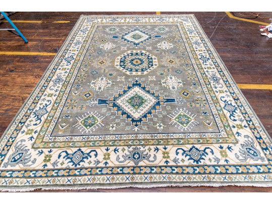 Hand Knotted Wool Kazak Room Size Carpet - 8' 4