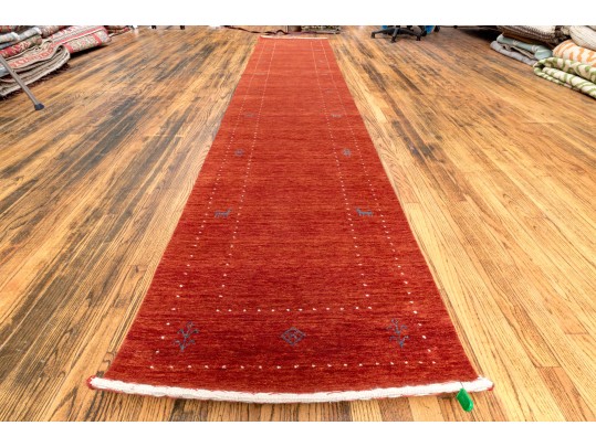 Hand Woven Wool Gabbeh Lori Runner, 11'-10