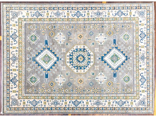 Hand Knotted Wool Kazak Room Size Carpet - 8' 4