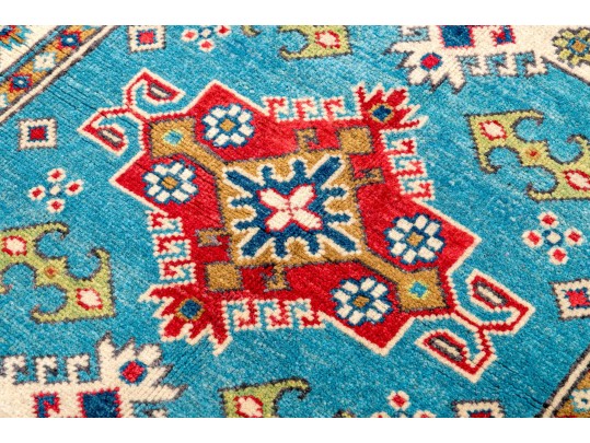Hand-knotted Wool Kazak Carpet, 4' X 2'-7