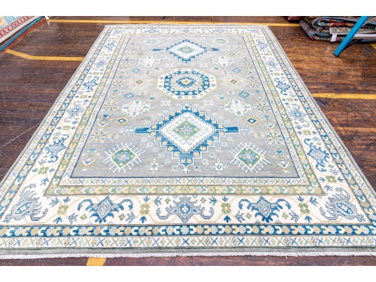 Hand Knotted Wool Kazak Room Size Carpet - 8' 4