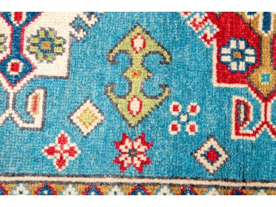 Hand-knotted Wool Kazak Carpet, 4' X 2'-7