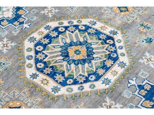 Hand Knotted Wool Kazak Room Size Carpet - 8' 4