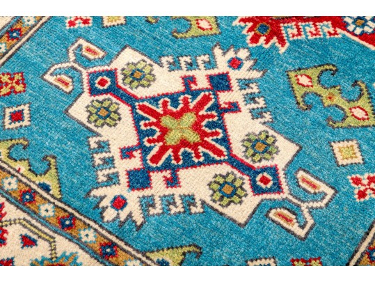 Hand-knotted Wool Kazak Carpet, 4' X 2'-7