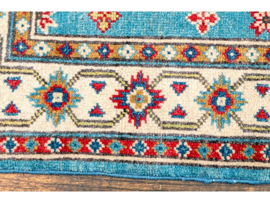Hand-knotted Wool Kazak Carpet, 4' X 2'-7