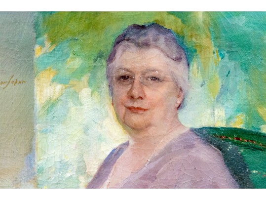 James Hamlin Gardner-Soper (American, 1877-1939) Oil On Canvas, Portrait Of Jessie Hilles Greenway