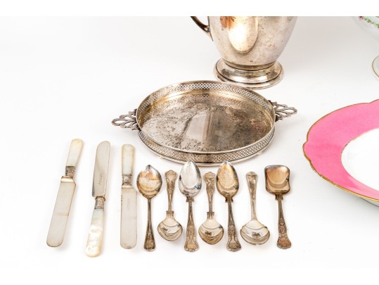 Assembled Collection Of Silver Plate, Ruby Glass And Ceramic Serving Wares