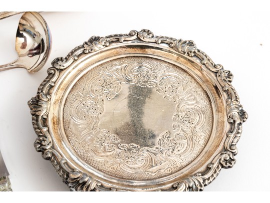 Assembled Collection Of Silver Plate, Ruby Glass And Ceramic Serving Wares