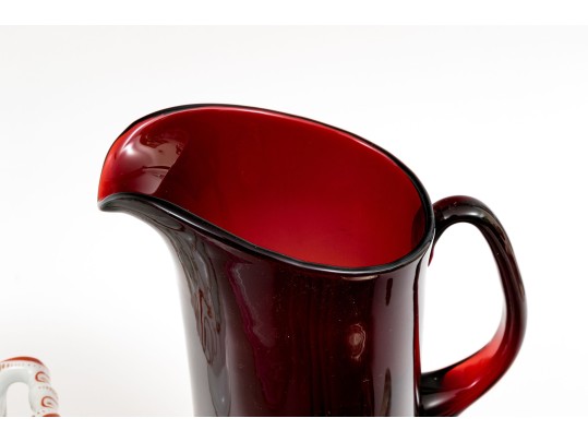 Assembled Collection Of Silver Plate, Ruby Glass And Ceramic Serving Wares