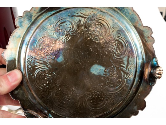 Assembled Collection Of Silver Plate, Ruby Glass And Ceramic Serving Wares