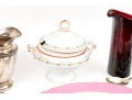 Assembled Collection Of Silver Plate, Ruby Glass And Ceramic Serving Wares