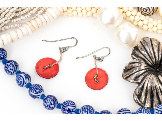 Collection Of Wonderful Assorted Beaded Fashion Necklaces, Including A Monopoly Piece Motif