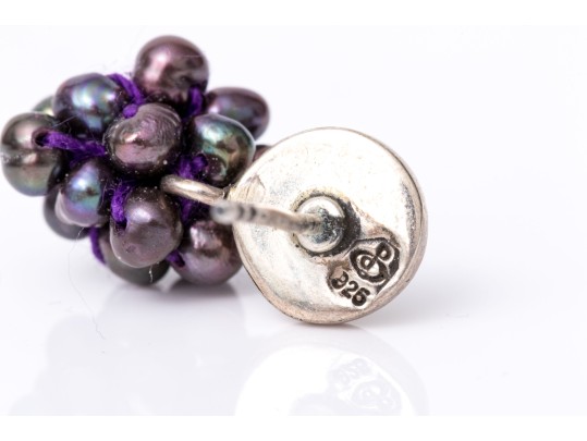 Striking Black Cultured Freshwater Pearl Torsade With Matching Sterling Silver Earrings