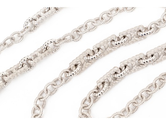 Judith Ripka Fabulous Sterling Silver Patterned Opera Length Chunky Link Necklace