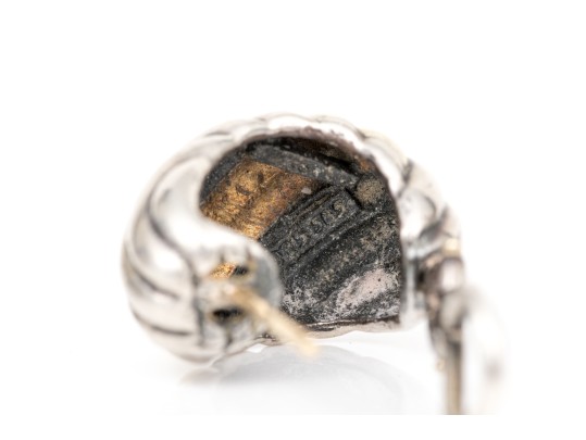 David Yurman Sterling Silver And 14k Yellow Gold Classic Earrings, With Pouch