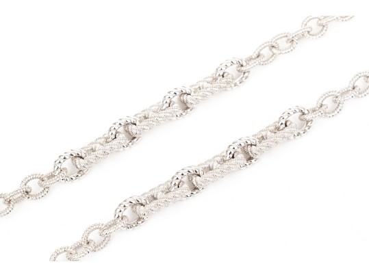 Judith Ripka Fabulous Sterling Silver Patterned Opera Length Chunky Link Necklace