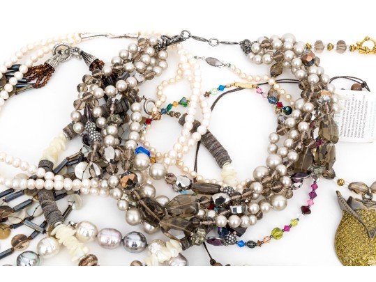 Collection Of Wonderful Assorted Beaded Fashion Necklaces, Including A Monopoly Piece Motif