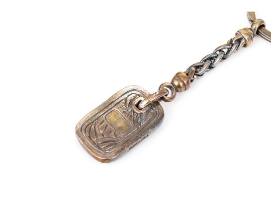 David Yurman Sterling Silver Ribbed Key Ring And Suede Wrap Style Jewelry Pouch