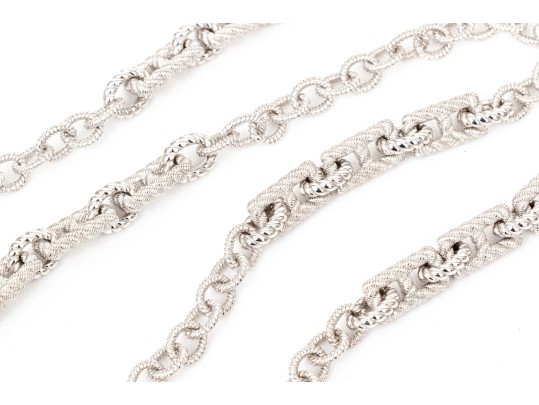 Judith Ripka Fabulous Sterling Silver Patterned Opera Length Chunky Link Necklace