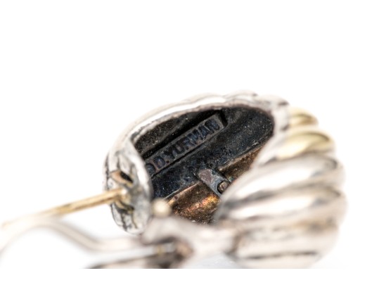 David Yurman Sterling Silver And 14k Yellow Gold Classic Earrings, With Pouch