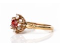 10k Yellow Gold Lovely Vintage Glass And White Sapphire Cluster Ring, Size 6.25+