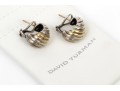 David Yurman Sterling Silver And 14k Yellow Gold Classic Earrings, With Pouch